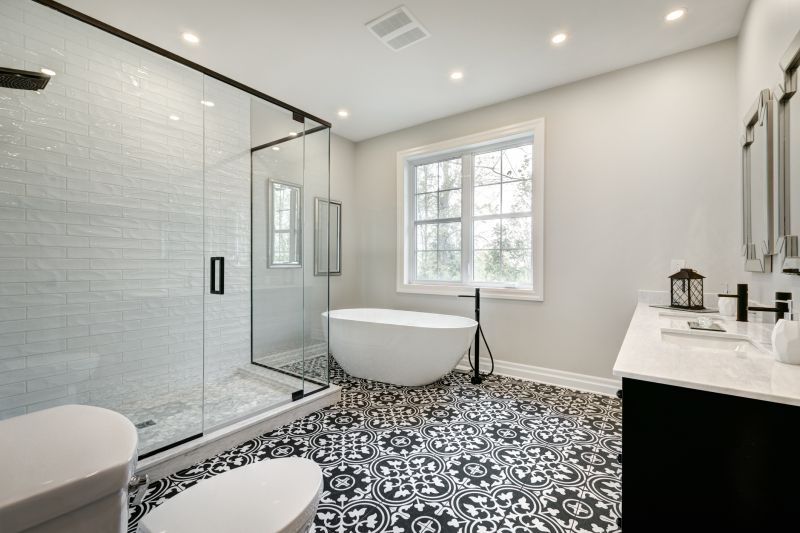 Open Concept Shower with Ceiling-High Glass